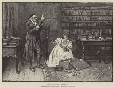 Bibliomania, in the Exhibition of the Royal Institute of Painters in Water Colours by George Goodwin Kilburne